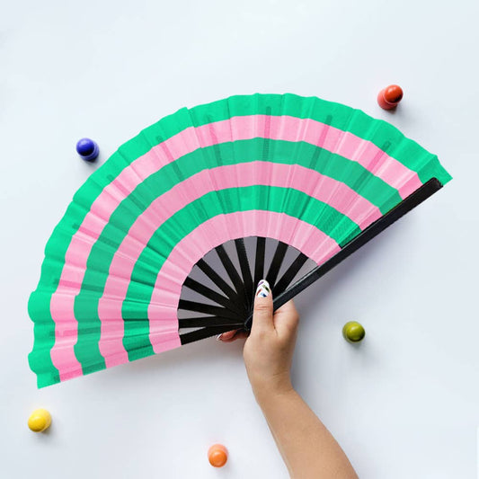 Color Block Striped Folding Line Dance Hand Fan